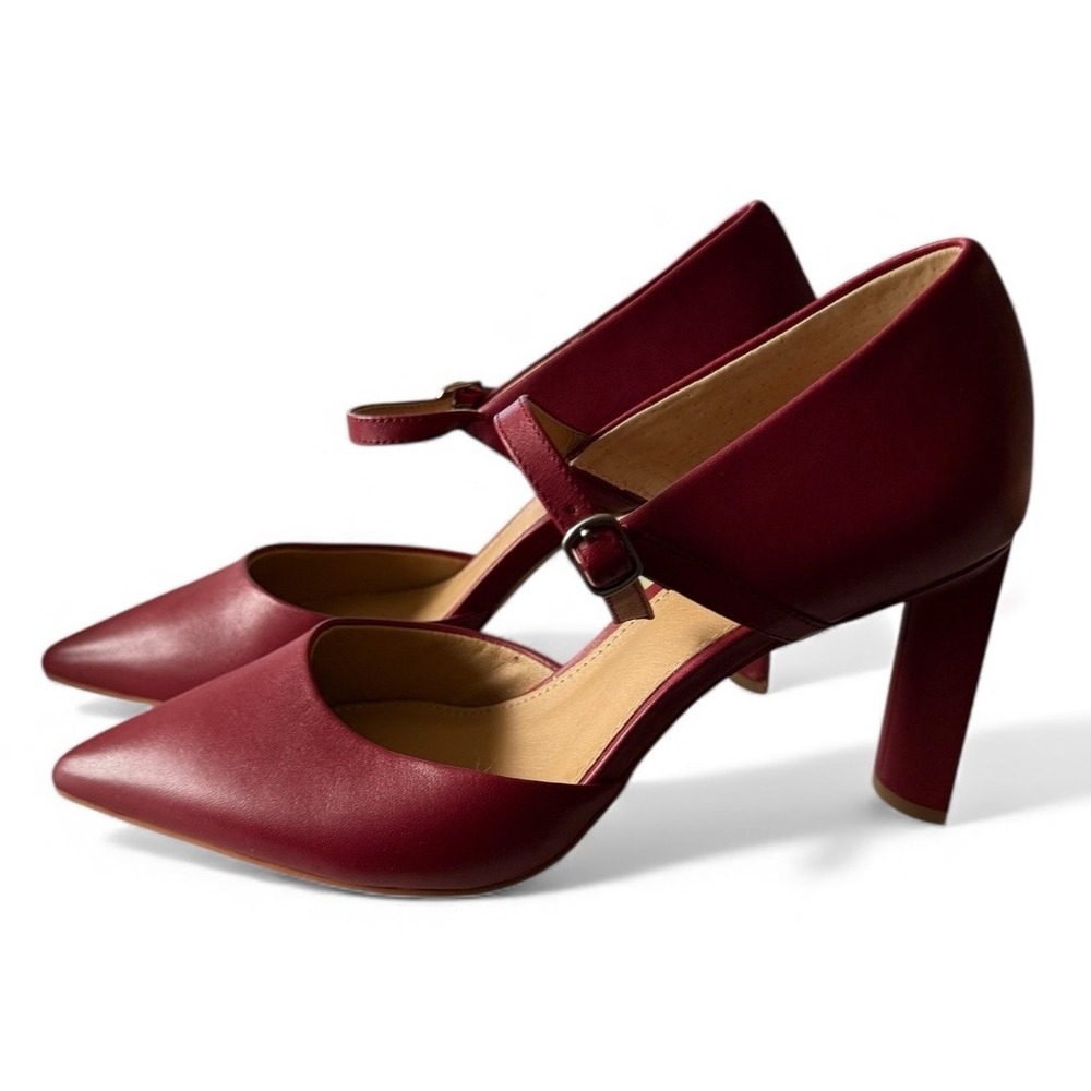 NEW Nic+Zoe "Vee"‎ Red D'Orsay Heels US SZ 8 Leather Cherry Red Mary Jane
